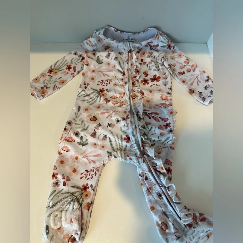 Caden Lane Baby Girl Floral Bamboo Sleeper Pajamas 3-6 Months